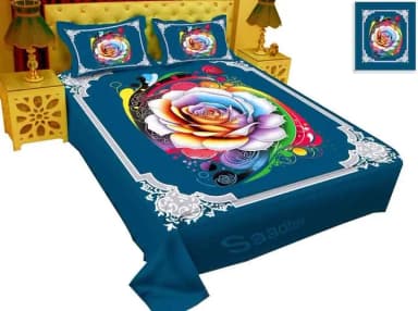 new collection br luxury cotton double size twill panel bed sheet size 7 5 8 5 King size with two pillow cover