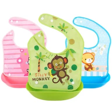 Soft Silicone Baby Bib with Food Catcher Waterproof