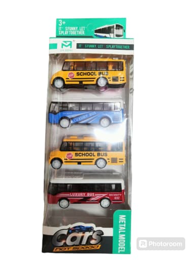 Die cast METAL Bus set for kids Vehicle Gift Pack 4 Pcs Bus