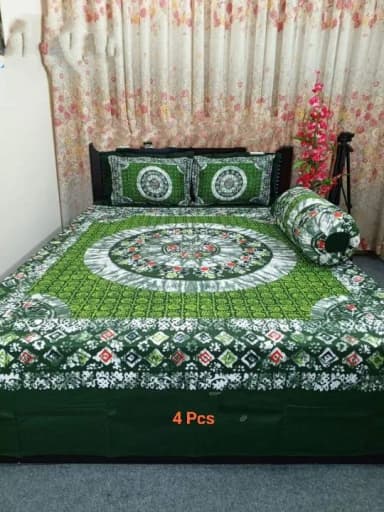 luxury panel cotton double size twill panel bed sheet size 7 4 8 3 feet King size with two pillow cover