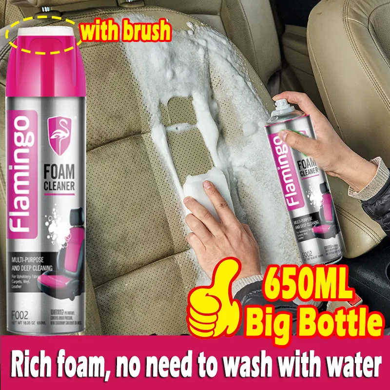 Flamingo Multi Purpose Foam Cleaner for Deep Cleaning Car Interior Leather Carpet and Upholstery 650 ML Car foam cleaner spray Car Cleaner Foam Cleaner Spray Suitable for car seats Dashboard Cleaner Car Cleaning Upholstery Spray thumbnail 1