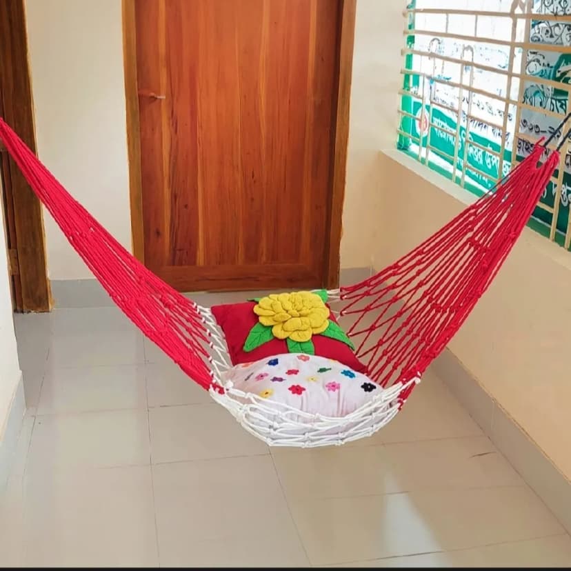 Image of Handmade Rattan Dolna Large Hanging Rope Swing Bed for Adults Babies Multi Purpose Traditional Dulna for Home Garden randomly selected