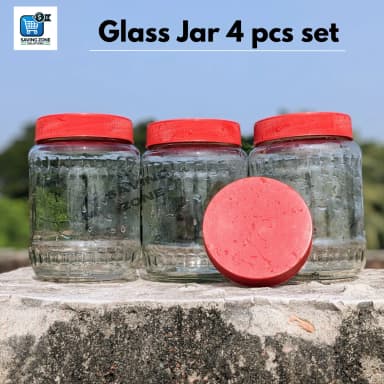 4 Pcs Good Quality 700ml Glass Jar for Kitchen Dining Glass Jar Container Premium Glassware Food Storage Jar with New Cap