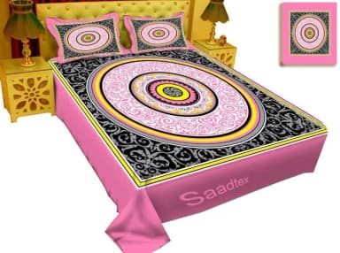 New Single Flower Double Size Panel Bed Sheet With Two Matching Design Pillow Covers For Big Bed Size 7 5 8 5 Feet