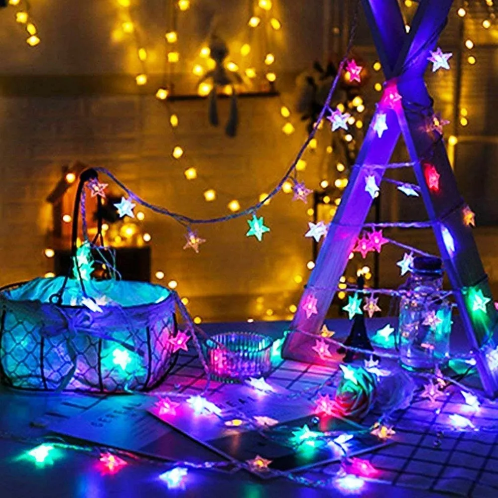 Star Shaped Led Fairy Lights Christmas Wedding Birthday Celebrations Party Gifts Home Decoration Star Shaped Led Lights thumbnail 1