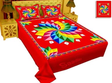 new collection luxury cotton double size twill panel bed sheet size 7 5 8 5 King size with two pillow cover