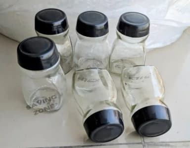 6 pcs 120ml GIlass Food Jar Black Lid Coffee Spices Dry Food Storage Container Airtight Glass Jar