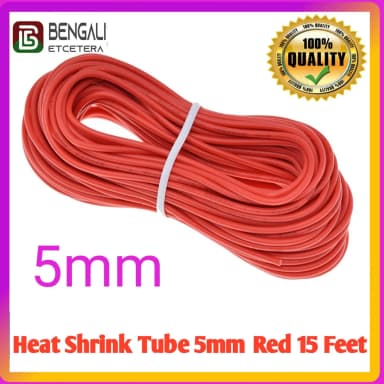 Heat Shrink Tube 5mm Red Heatshrink 15 Feet