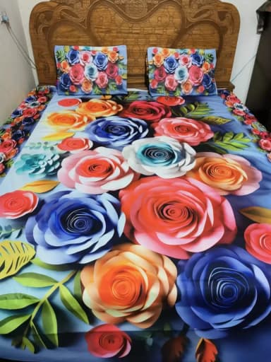 100 Waterproof 3D bed sheet with two pillow cover size 75 85 double size
