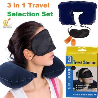 Travel Selection 3 in 1 with Comfort Neck Pillow Sleeping Eye Mask Travel Earplug Set Darun Online Shop