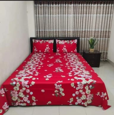 luxury panel cotton double size twill panel bed sheet size 7 8 feet King size with two pillow cover