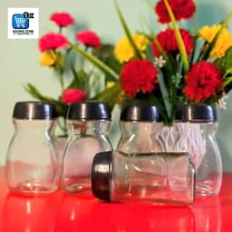 6 pcs 120ml GIlass Food Jar Black Lid Coffee Spices Dry Food Storage Container Airtight Glass Jar Thumbnail 2