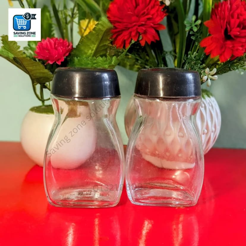 Image of 6 pcs 120ml GIlass Food Jar Black Lid Coffee Spices Dry Food Storage Container Airtight Glass Jar