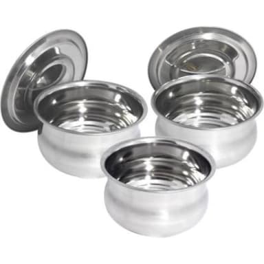 Stainless Steel Hari Induction Friendly Hari Set with Lid Cooking Mini Hari 1000 ml 3pcs