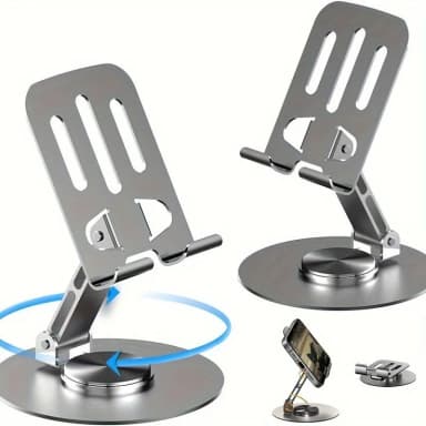 360 Rotating Full Metal Phone Tablet Stand Aluminum Alloy Adjustable Desktop Holder for Mobile Devices