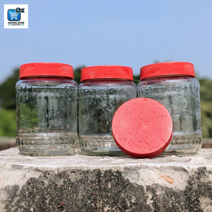Image of 4 Pcs Good Quality 700ml Glass Jar for Kitchen Dining Glass Jar Container Premium Glassware Food Storage Jar with New Cap