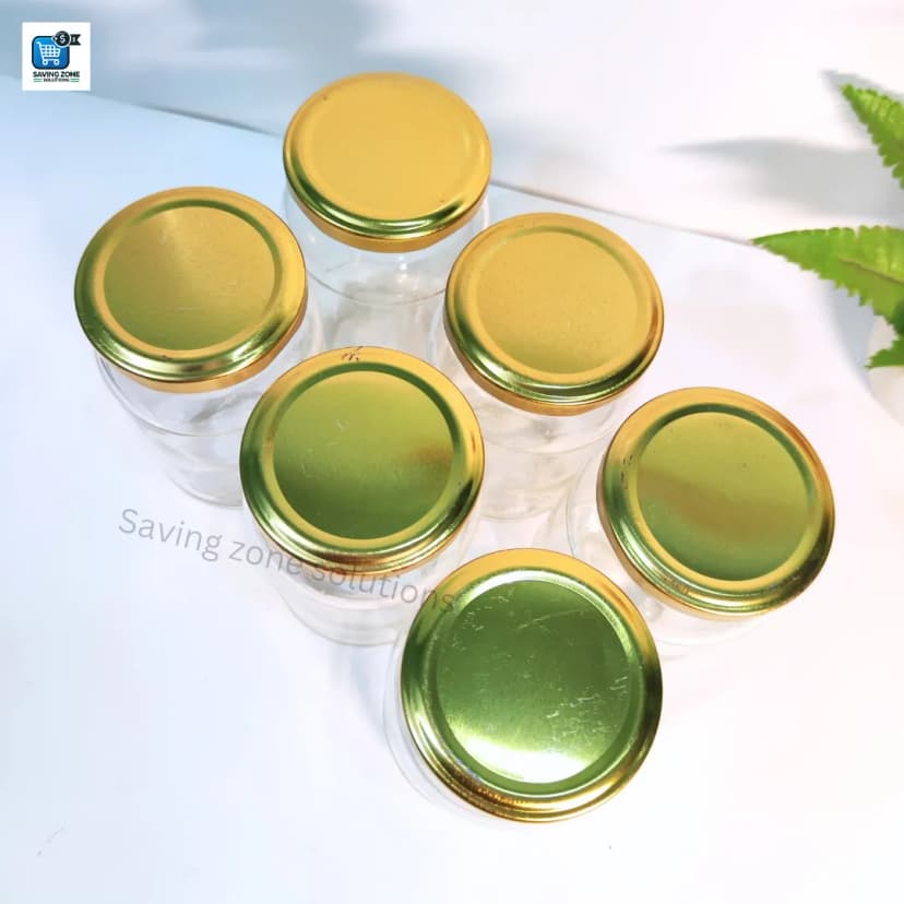 Image of 500 ml 6 Piece Fully Airtight Glass Jar Set for Kitchen Dining High Quality Glass Containers with Long Lasting Steel Lids