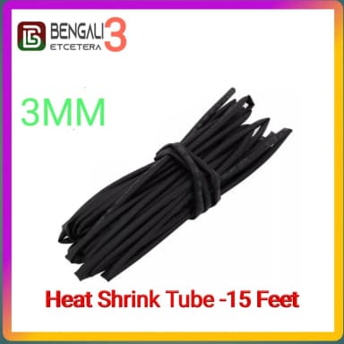 Heat Shrink Tube 3mm Black Heatshrink 15 Feet