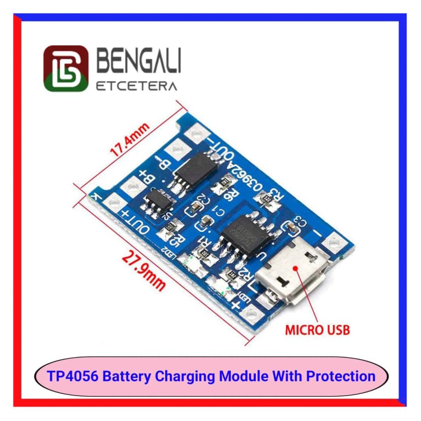 Image of 5V 1A Micro USB 18650 Lithium Battery Charging Board Charger Module Protection Dual Functions TP4056
