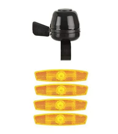 Cool Stylish 4 PCS Front Rear Cycle Reflector Light with Cycle Bell All Black Aluminium Stylish Unisex