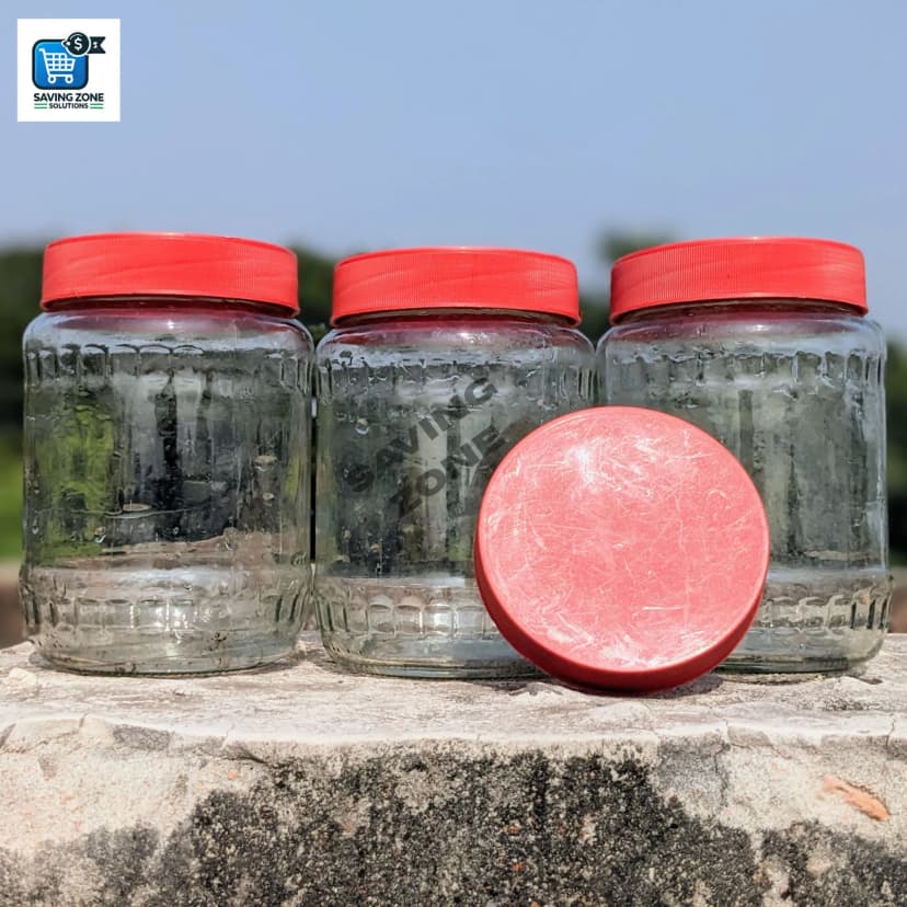 Image of 4 Pcs Good Quality 700ml Glass Jar for Kitchen Dining Glass Jar Container Premium Glassware Food Storage Jar with New Cap
