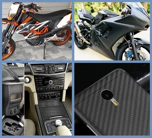 Sticker Black Carbon Fiber 18 3 Vinyl Wrap Texture 3D self adhesive DIY Decor Bike Motorcycle Car stickers thumbnail 3