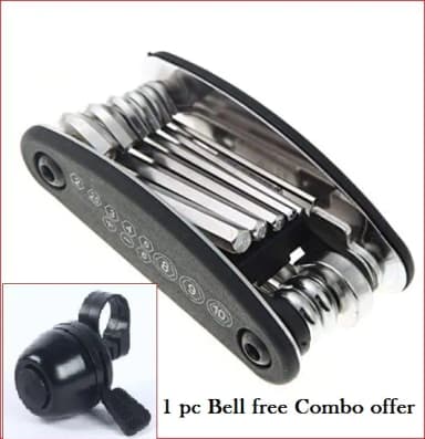 Hex Key Erench 16 in 1 Multi Functional Bike Bicycle Mechanic Repair Set Tool kit Bell Combo offer Bicycle Accessories