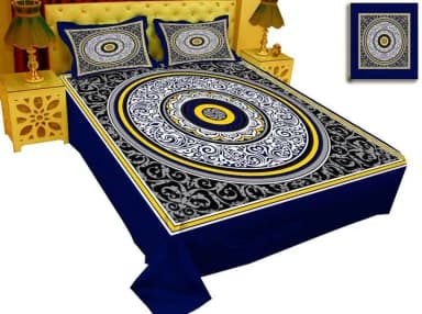 New Single Flower Double Size Panel Bed Sheet With Two Matching Design Pillow Covers For Big Bed Size 7 5 8 5 Feet