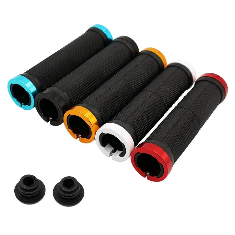 Bicycle Road Mountain Bike Handle Double Lock on Aluminium Alloy Bike Handlebar Hand Cover 1 Pair Handlebar Grips 4