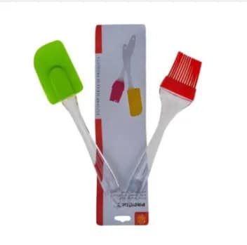 Silicone Spatula and Pastry Brush Set 2pic Special for Cooking Baking Glazing Set of 1 Multicolor