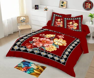 New Single Flower Double Size Panel Bed Sheet With Two Matching Design Pillow Covers For Big Bed Size 7 5 8 2 Feet