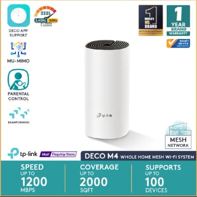 TP Link Deco M4 E4 AC1200 Whole Home Mesh Router Wi Fi System 3 1 Pack