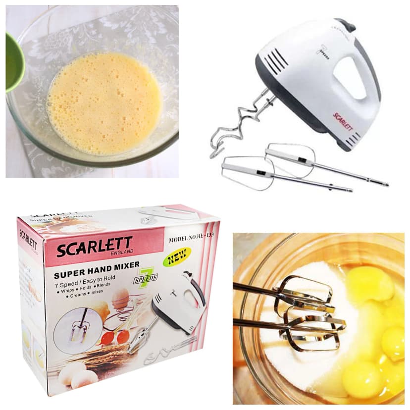 Image of Scarlett 150 Watt Electric Egg Beater Cream Mixer 5 Speed Control Sweep Kitchen Utensils with 4 Stirrers