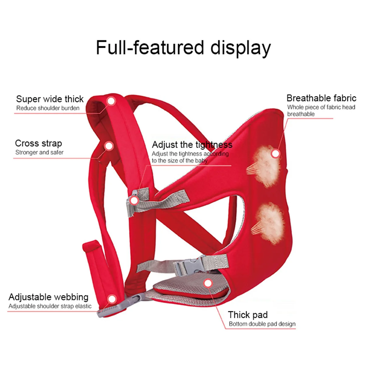 Carrier Comfort Wrap Bag Red for 0 30 months Babies 4