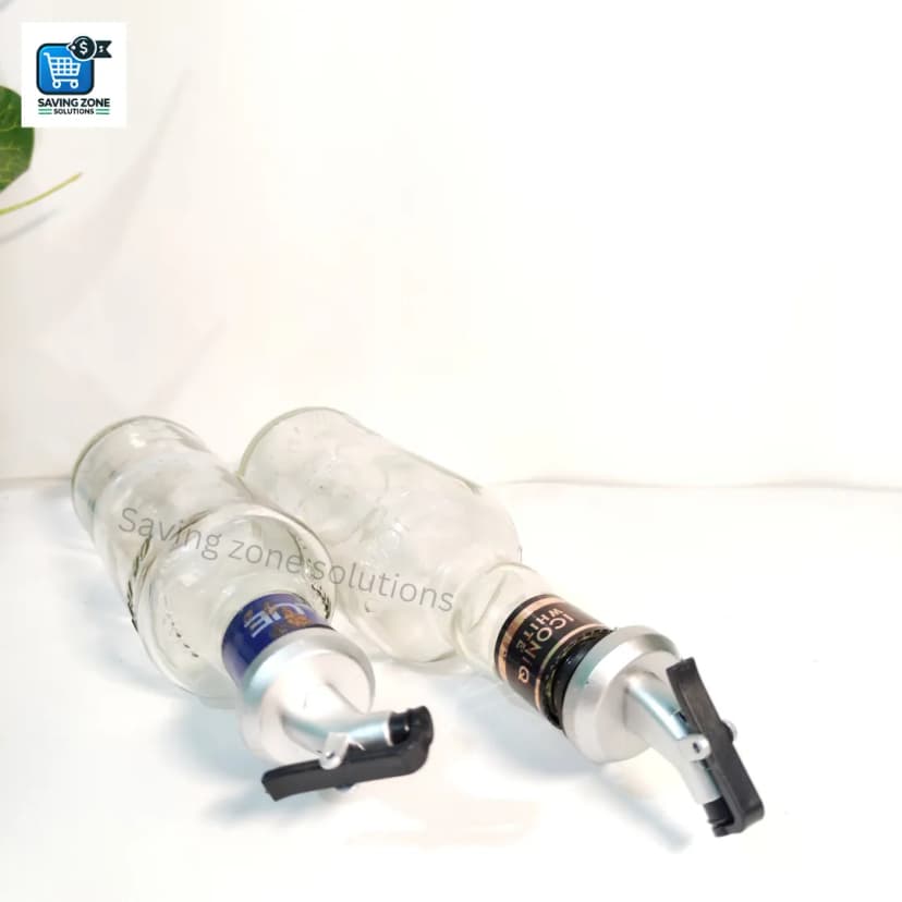 Image of 375ml Crystal Clear Square Shaped Glass Oil Dispenser Bottle with Lever Release Stopper Snap Flip Top Lid Bottle for Olive Oil Vinegar