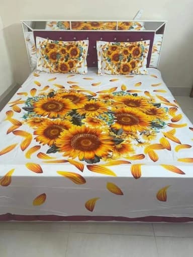 Yamin Luxury Double Size 7 5 x 8 5 Feet Cotton Flat Type Hand Washable Bed Sheet Set With Matching 2 Pillow Covers