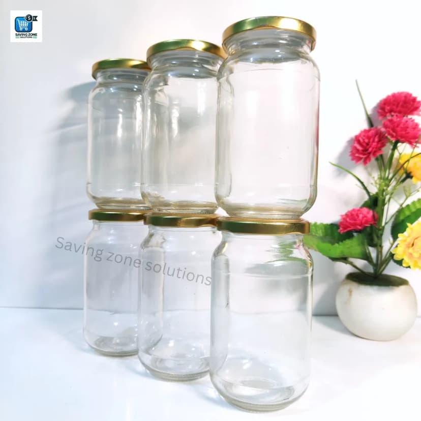 Image of 500 ml 6 Piece Fully Airtight Glass Jar Set for Kitchen Dining High Quality Glass Containers with Long Lasting Steel Lids