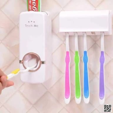 Automatic Toothpaste Dispenser With Toothbrush Holder