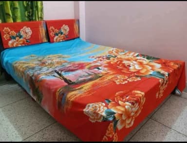 luxury panel cotton double size twill panel bed sheet size 7 5 8 5 King size with two pillow cover