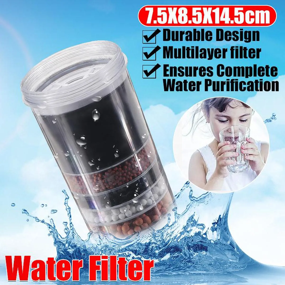 5 Stage Replacement Carbon Mineral Filter Cartridge for Countertop