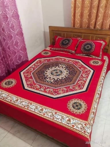 luxury panel cotton double size twill panel bed sheet size 7 4 8 3 feet King size with two pillow cover