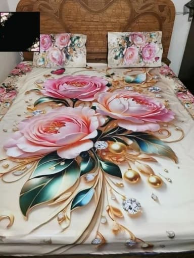 100 Waterproof 3D priment bed sheet with two pillow cover 75 85 double size