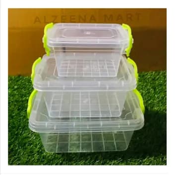 Plastic Fair Food Storage Box Container With Lid 3pcs Set 1500ml 750ml 300ml