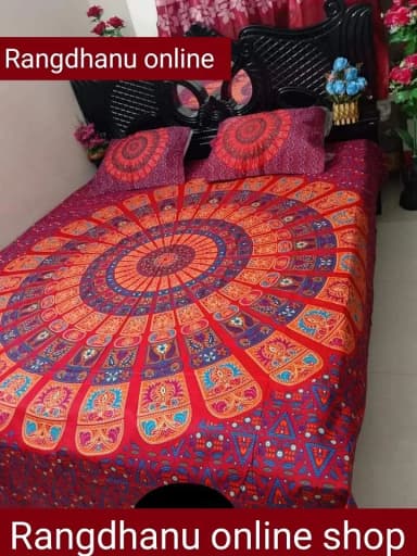 cotton double size twill panel bed sheet size 7 5 8 5 feet King size with two pillow cover Bed Sheet
