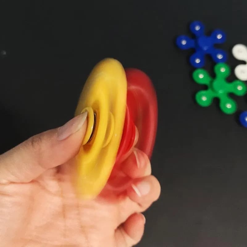 Image of Large Premium Colorful Hand Fidget Spinner for Autism and ADHD Finger Tri-Spinner Fidget Toys Stress Reliever Play Toy