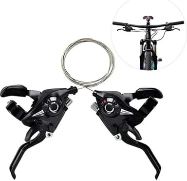 Mountain Bike Brake Lever Bicycle Brake Shifter Set Visible Optical Gear Display Indicator With Brake Cable 3 Speed Left Side And 7 Speed Right Side