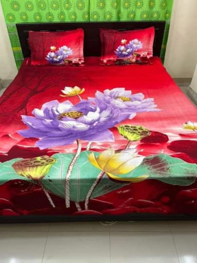 Eid collection luxury cotton double size twill panel bed sheet size 7 5 8 5 King size with two pillow cover