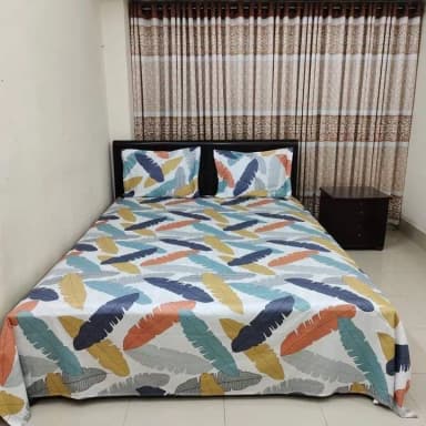 luxury panel cotton double size twill panel bed sheet size 7 8 feet King size A with two pillow cover