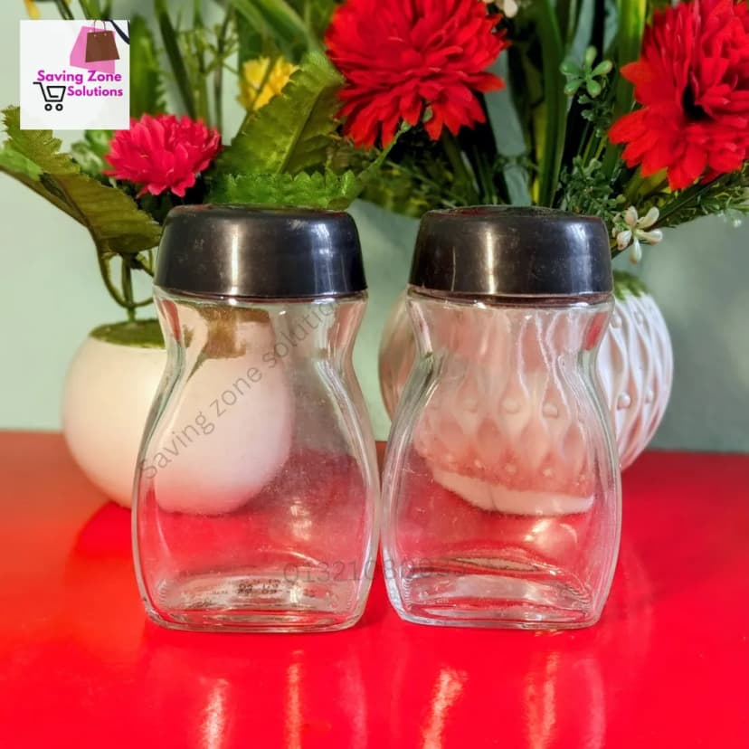 Image of 4 Pcs 120 ml Glass Jar with Black Lid Compact Stylish Multipurpose Glass Jar for Kitchen Glass Jar Container Premium Glass Jar