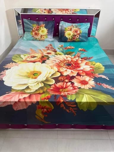 soft and comfortable king size panel bed sheet with two pillow cover size 7 5 8 5 feet King size